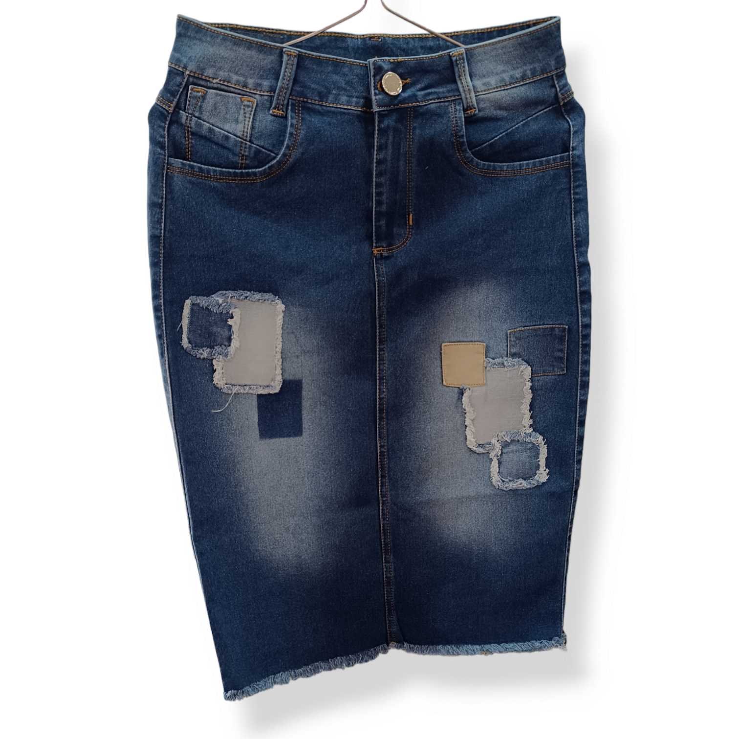 Falda Jean 3/4 Parches