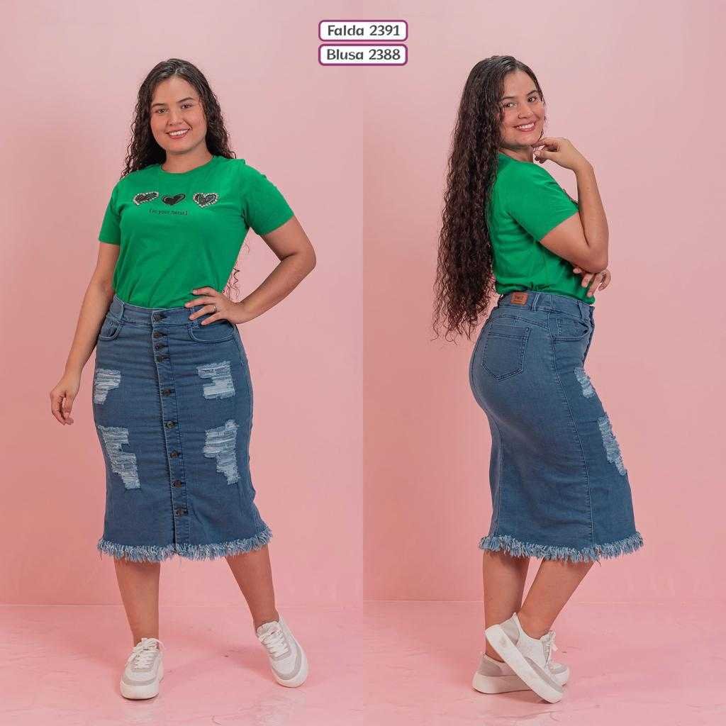 Falda Jean Canillera Botones Adelante Destroyer