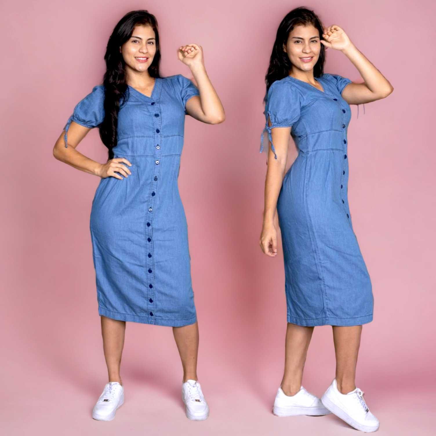 Vestido Chambray 3/4 Botones