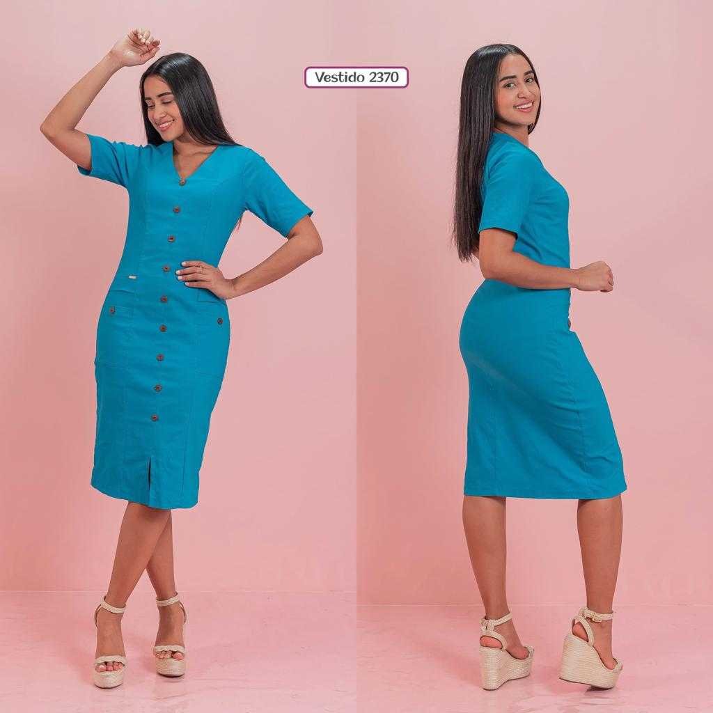 Vestido 3/4 botones adelante tela bengalina bonanza