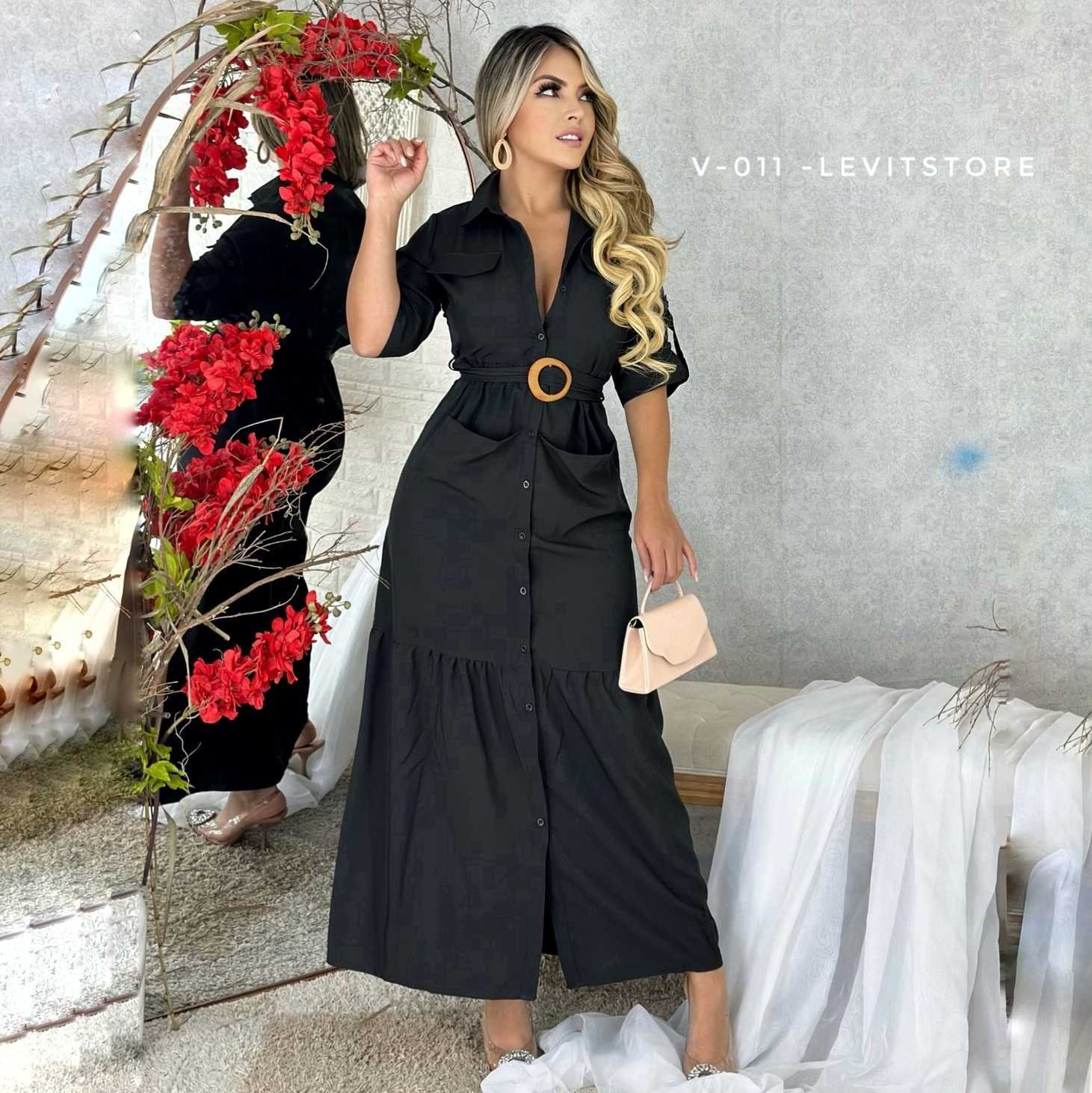 Vestido largo con botones adelante